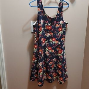 Almost new blue  skater dress with flowers